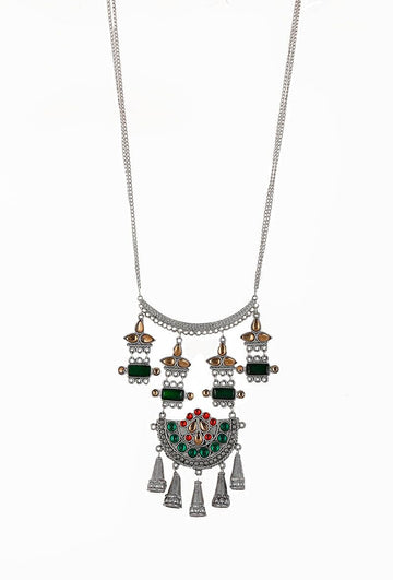 Colourful German Silver Afghan Necklace